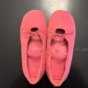 Zara Coral Suede Ballet Flats